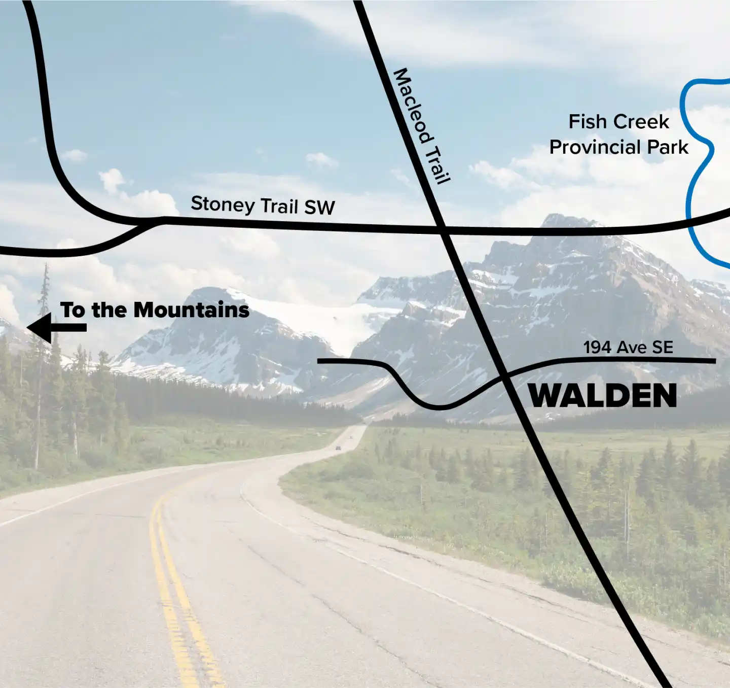 Map of Walden with the Rocky Mountains in the background